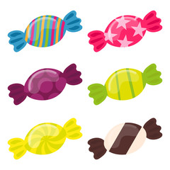 Set of flat candy sweets. Vector illustration.