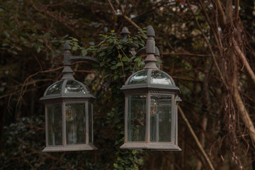 A pair of rustic old lamps