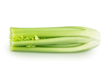 Fresh celery stalk isolated on a white background.