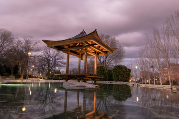 Fototapeta premium Asian building in honor of peace. Peace bell