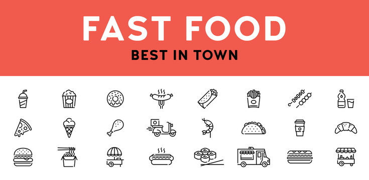 Fast Food Icon Logo Set
