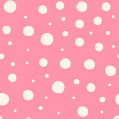 Confetti circles pattern in trendy style on pink background.