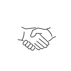 vector modern flat design linear icon of handshake gesture | black thin line pictogram isolated on white background - 328459675