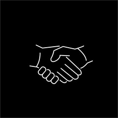 vector modern flat design linear icon of handshake gesture | white thin line pictogram isolated on black background - 328459677