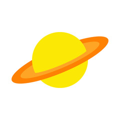 Saturn flat icon. Planet vector yellow icon on white background. © Maksim