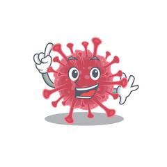 One Finger coronavirus disease in mascot cartoon character style