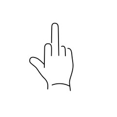 vector modern flat design linear icon of middle finger hand gesture | black thin line pictogram isolated on white background