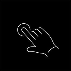 vector modern flat design linear icon of one finger tapping hand gesture | white thin line pictogram isolated on black background