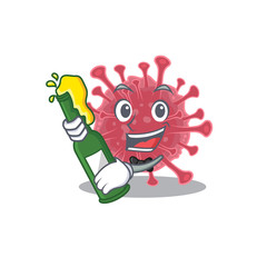 Coronavirus disease with bottle of beer mascot cartoon style
