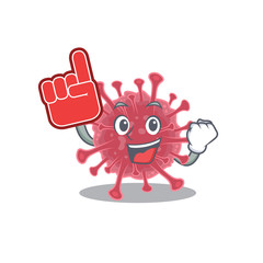Coronavirus disease mascot cartoon style with Foam finger