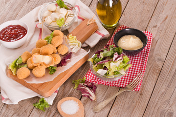 Fried Mozzarella cheese balls.	