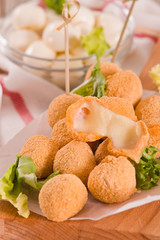 Fried Mozzarella cheese balls.	