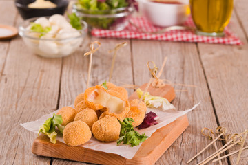 Fried Mozzarella cheese balls.	