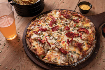 Vegetable pizza for vegetarians top view