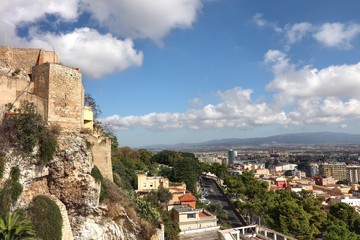 Fototapeta na wymiar Panoramic view of the district Villanova in Cagliari, Sardinia, Italy