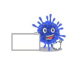 Bacteria coronavirus with board cartoon mascot design style