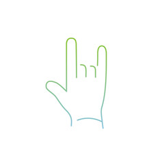 vector modern flat design linear icon of rock hand gesture | thin line pictogram with green and blue gradient isolated on white background