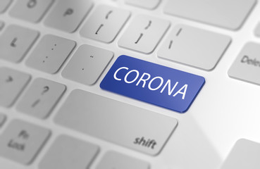 Corona Virus concept with keyboard text