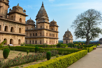 Fototapeta premium View of royal cenotaphs (Chhatris) of Orchha, Madhya Pradesh, India.