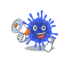 An icon of bacteria coronavirus holding a megaphone