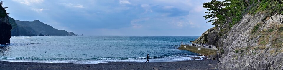 Fototapeta na wymiar 青海島の海岸のパノラマ情景＠山口