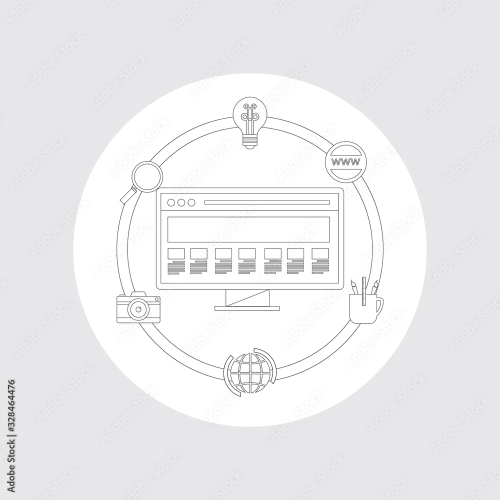 Poster abstract flat vector illustration of web design and development concepts
