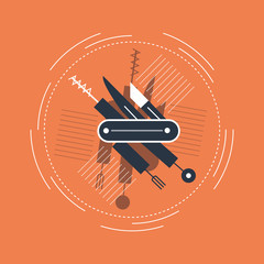 Folding knife flat icon 