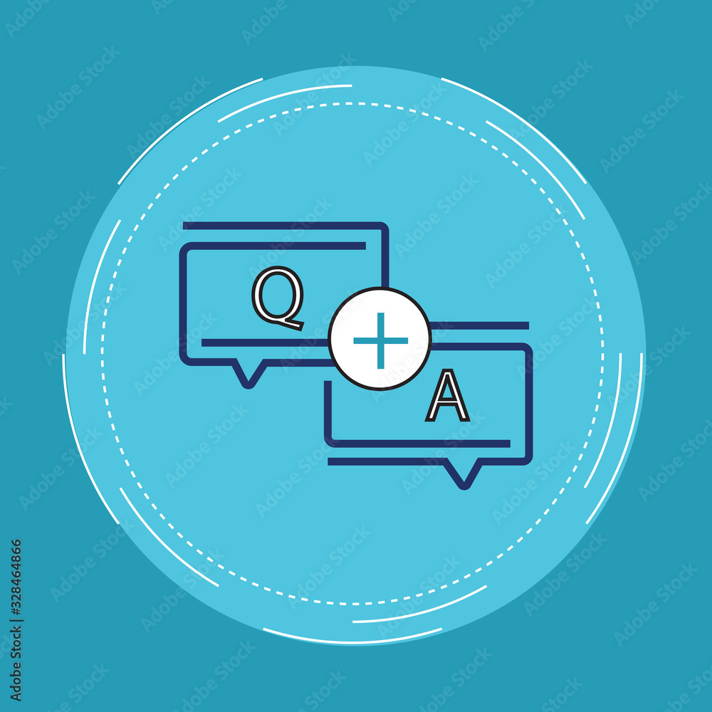 Poster faq, questions and answers icon., q and a speech vector sign