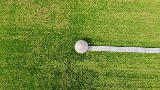 Aerial view of Wooden and cottage in the rice fields