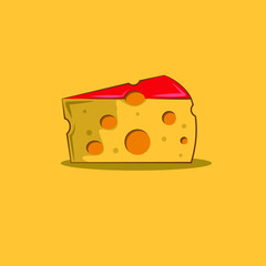 Vector Illustration Of Sliced Yellow Cheese For Menu Design, Delivery Box, Or Cheese Shop Decoration