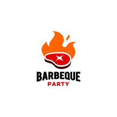 Vintage hipster Grill Barbeque invitation party barbecue bbq with crossed fork spatula and fire flame Logo design