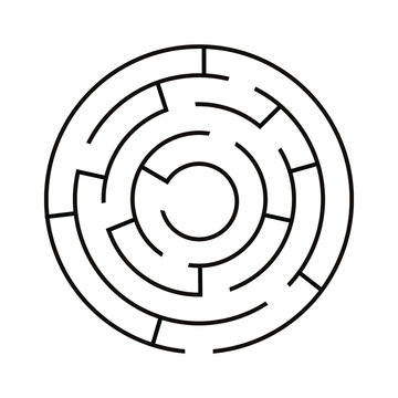Tiny black circular maze, radial labyrinth Yoga Mat