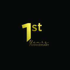 Obraz premium gold black 1st anniversary letter logo icon design with ribbon banner
