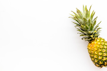 Pineapple - whole fruit - on white background top-down copy space