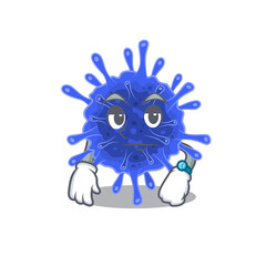 Bacteria coronavirus on waiting gesture mascot design style