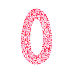 Number zero silhouette decorated with red dots. Vector illustration, easy to edit, manipulate, resize or colorize. Perfect for postcards, invitations, posters, or other decorations.