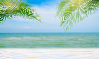Obraz na płótnie Canvas Coconut trees on the beach for summer vacation concept