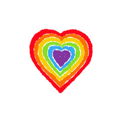 LGBT pride symbol. Pride LGBT brush heart icon isolated on white background. Homosexual love and flag illustration.