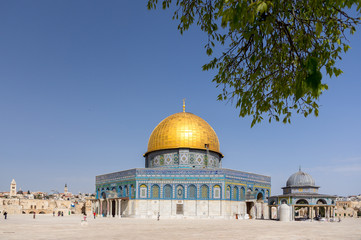 Al-Aqsa Mosque, the shrine of Islam in Jerusalem. Dome of the Rock, located on the Temple Mount in...
