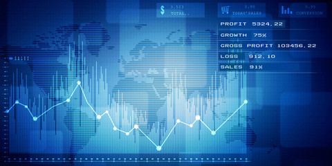 2d rendering Stock market online business concept. business Graph 