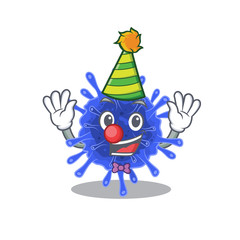 Cute and Funny Clown bacteria coronavirus cartoon character mascot style