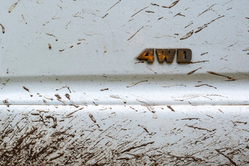 Abstract pattern of dirt and mud splashes on off-road car. Dirty trail. Four wheel drive concept.