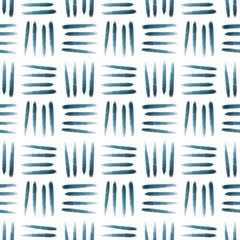 Blue summer gouache seamless stripe pattern