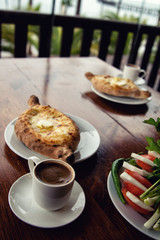 National Georgian cuisine. Bread and cheese.