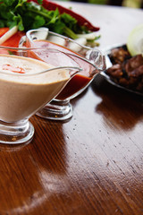 Delicious dinner and traditional cuisine. Kebabs.