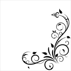 Fototapeta premium Floral elements design, luxury ornamental graphic element border, swirls flowers,foliage swirl decorative design for page decoration cards, wedding, banner, logos, frames, labels, cafes, boutiques