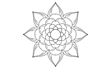Circle pattern petal flower of mandala with black and white,Vector floral mandala relaxation patterns unique design with white background,Hand drawn pattern,concept meditation and relax