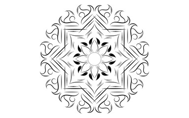 Circle pattern petal flower of mandala with black and white,Vector floral mandala relaxation patterns unique design with white background,Hand drawn pattern,concept meditation and relax