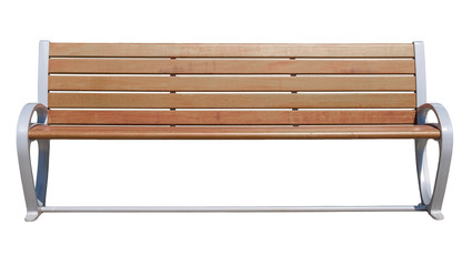 New wooden bench isolated on white background. - obrazy, fototapety, plakaty