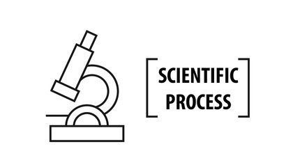 Microscope icon with scientific process rubber stamp. Vector